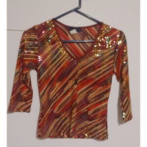 Cheroy Kids Sequins Shirt Long Sleeve Top for Dance